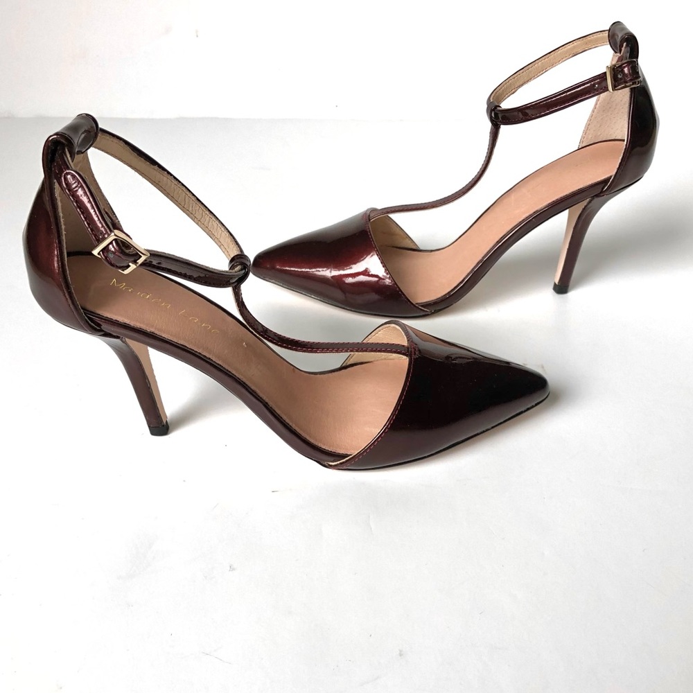Maiden Lane Ella T-Strap Pointed Toe Heels